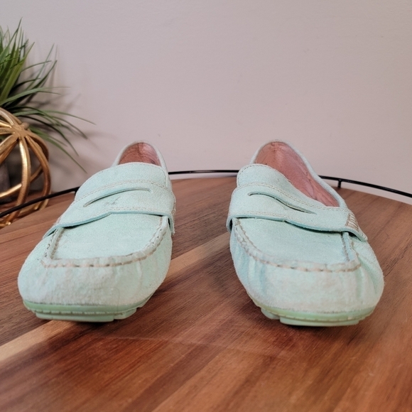 Cynthia Rowley Mint Green Suede Moccasin Driving Loafers Size 6.5 - Picture 9 of 17
